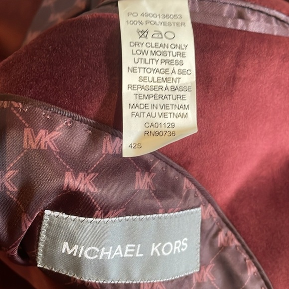 Michael Kors Kent Men's Classic Fit Velvet Sport Coat Blazer - Rich Burgundy NWT - Picture 6 of 10